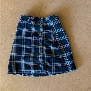 black plaid skirt